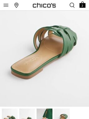 Chico's Braided Green Leather Slide